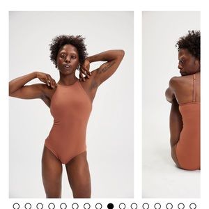 Girlfriend Collective Copper Marlow High Neck Bodysuit Sz M